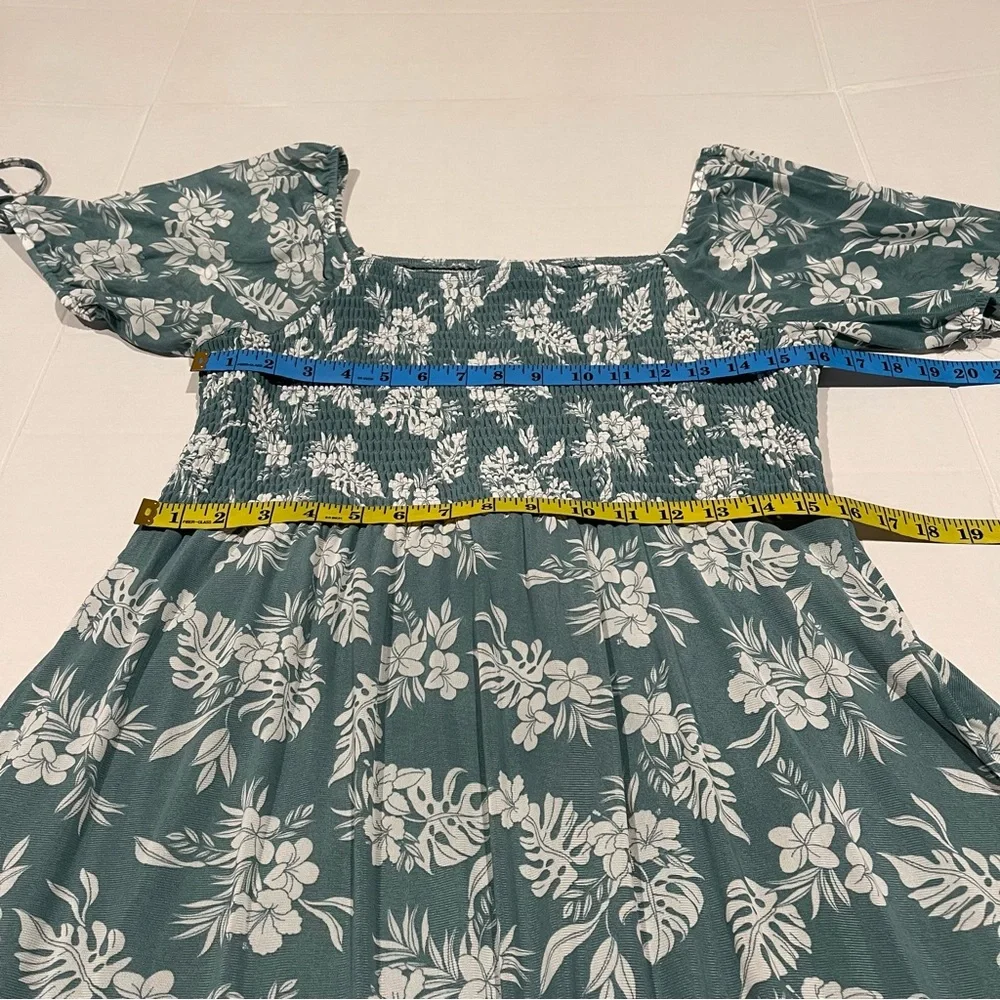 Siren Lily Women Petite XL Maxi Floral Dress Smocked Tiered Lined Boho Resort - Picture 11 of 15